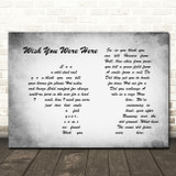 Pink Floyd Wish You Were Here Man Lady Couple Grey Song Lyric Quote Music Print