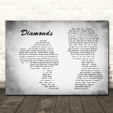 Rihanna Diamonds Man Lady Couple Grey Song Lyric Quote Music Print
