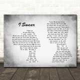 All 4 One I Swear Man Lady Couple Grey Song Lyric Quote Print