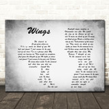 Birdy Wings Man Lady Couple Grey Song Lyric Quote Print