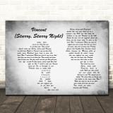 Don McLean Vincent (Starry, Starry Night) Man Lady Couple Grey Song Lyric Print