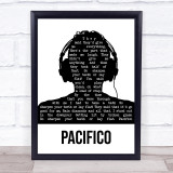 Ugly Casanova Pacifico Black & White Man Headphones Song Lyric Print