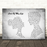 Jim Brickman Love Of My Life Man Lady Couple Grey Song Lyric Quote Print