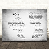 Leona Lewis Run Man Lady Couple Grey Song Lyric Quote Print