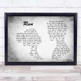 Leona Lewis Run Man Lady Couple Grey Song Lyric Quote Print