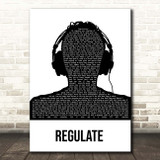 Warren G Regulate Black & White Man Headphones Song Lyric Print