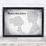Dire Straits Romeo And Juliet Man Lady Couple Grey Song Lyric Quote Print