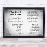 Aerosmith I Don't Want To Miss A Thing Man Lady Couple Grey Song Lyric Print