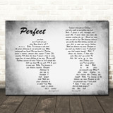 Ed Sheeran Perfect Man Lady Couple Grey Song Lyric Quote Print