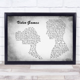 Lana Del Rey Video Games Man Lady Couple Grey Song Lyric Quote Print