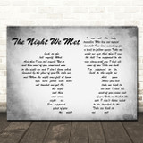 Lord Huron The Night We Met Man Lady Couple Grey Song Lyric Quote Print