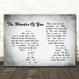 Elvis Presley The Wonder Of You Man Lady Couple Grey Song Lyric Quote Print