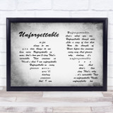 Nat King Cole Unforgettable Man Lady Couple Grey Song Lyric Print