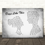Van Morrison Days Like This Man Lady Couple Grey Song Lyric Print