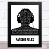 Silver Jews Random Rules Black & White Man Headphones Song Lyric Music Art Print