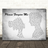 Bryan Adams Please Forgive Me Man Lady Couple Grey Song Lyric Print