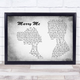 Jason Derulo Marry Me Man Lady Couple Grey Song Lyric Print
