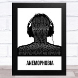 Deaf Havana Anemophobia Black & White Man Headphones Song Lyric Music Art Print