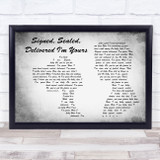 Stevie Wonder Signed, Sealed, Delivered I'm Yours Man Lady Couple Grey Print