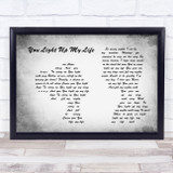 Whitney Houston You Light Up My Life Man Lady Couple Grey Song Lyric Print