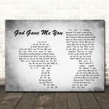 Blake Shelton God Gave Me You Man Lady Couple Grey Song Lyric Quote Print