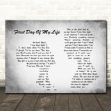 Bright Eyes First Day Of My Life Man Lady Couple Grey Song Lyric Quote Print