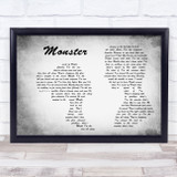 Gabbie Hanna Monster Man Lady Couple Grey Song Lyric Quote Print