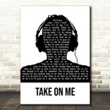 A-ha Take On Me Black & White Man Headphones Song Lyric Quote Music Print