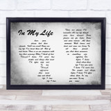 The Beatles In my life Man Lady Couple Grey Song Lyric Quote Print