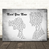 Lady Antebellum Need You Now Man Lady Couple Grey Song Lyric Quote Print