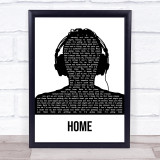Daughtry Home Black & White Man Headphones Song Lyric Quote Music Print