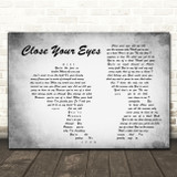 Michael Bublé Close Your Eyes Grey Man Lady Couple Song Lyric Print