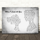 Miley Cyrus When I Look At You Man Lady Couple Grey Song Lyric Music Art Print