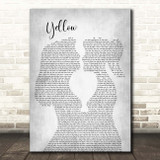Coldplay Yellow Lesbian Women Gay Brides Couple Wedding Grey Song Lyric Print