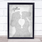Coldplay Yellow Lesbian Women Gay Brides Couple Wedding Grey Song Lyric Print