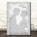 Green Day 21 Guns Man Lady Bride Groom Wedding Grey Song Lyric Print