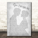 John Lennon Grow Old With Me Man Lady Bride Groom Wedding Grey Song Lyric Print