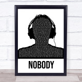 Skindred Nobody Black & White Man Headphones Song Lyric Quote Music Print