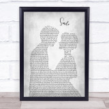 Nat King Cole Smile Man Lady Bride Groom Wedding Grey Song Lyric Print