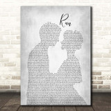 Snow Patrol Run Man Lady Bride Groom Wedding Grey Song Lyric Print