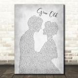 Florida Georgia Line Grow Old Man Lady Bride Groom Wedding Grey Song Lyric Wall Art Print