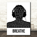 The Prodigy Breathe Black & White Man Headphones Song Lyric Quote Music Print
