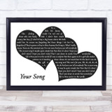 Ellie Goulding Your Song Landscape Black & White Two Hearts Song Lyric Print
