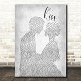 Prince Kiss Man Lady Bride Groom Wedding Grey Song Lyric Quote Print