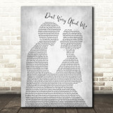 Frances Don't Worry About Me Man Lady Bride Groom Wedding Grey Song Lyric Print
