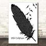 Eagles Hotel California Black & White Feather & Birds Song Lyric Print