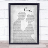 Coldplay Paradise Man Lady Bride Groom Wedding Grey Song Lyric Print