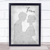 Aaron Lewis Forever Grey Song Lyric Man Lady Bride Groom Wedding Print