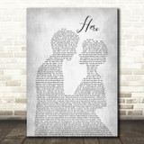 Enrique Iglesias Hero Grey Song Lyric Man Lady Bride Groom Wedding Print