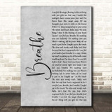 Faith Hill Breathe Grey Rustic Script Song Lyric Print